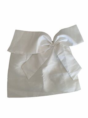 Ina White Mini Skirt with Bow Accent